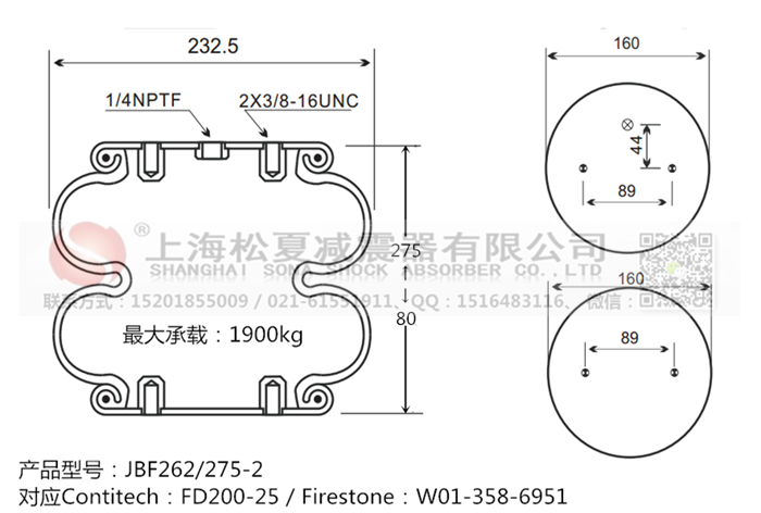 JBF262/275-2橡膠<a href='http://www.qolybup.cn/' target='_blank'><u>空氣彈簧</u></a>