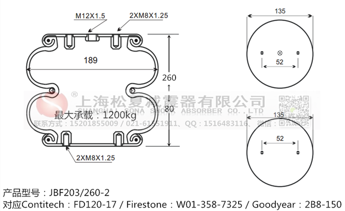 JBF203/260-2橡膠<a href='http://www.qolybup.cn/' target='_blank'><u>空氣彈簧</u></a>